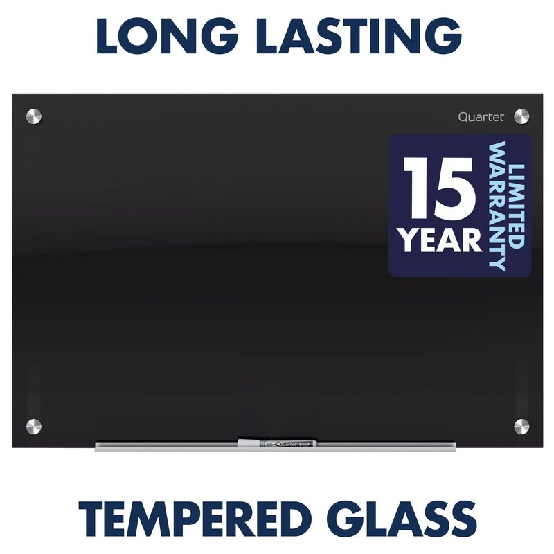 Quartet Magnetic Dry Erase Board, 24" x 18" Glass Whiteboard for Wall, Infinity, Black (G2418B) - Image 3